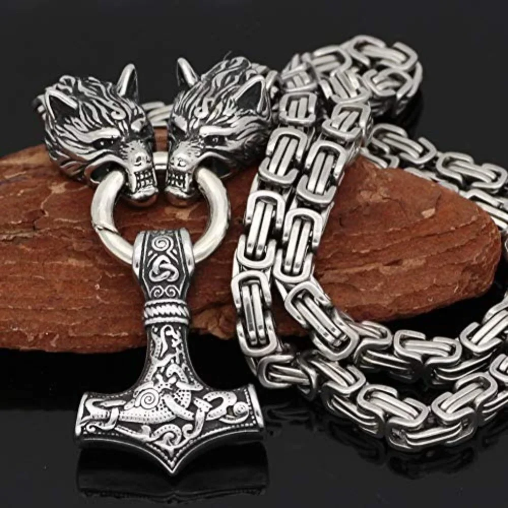 Men Stainless Steel Wolf Head Chain